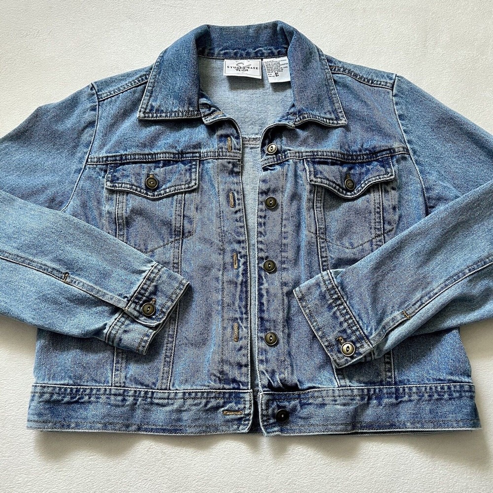 Vintage Women’s Petite 8P Studio Ease Denim Jacket 100% Cotton Y2K 90s